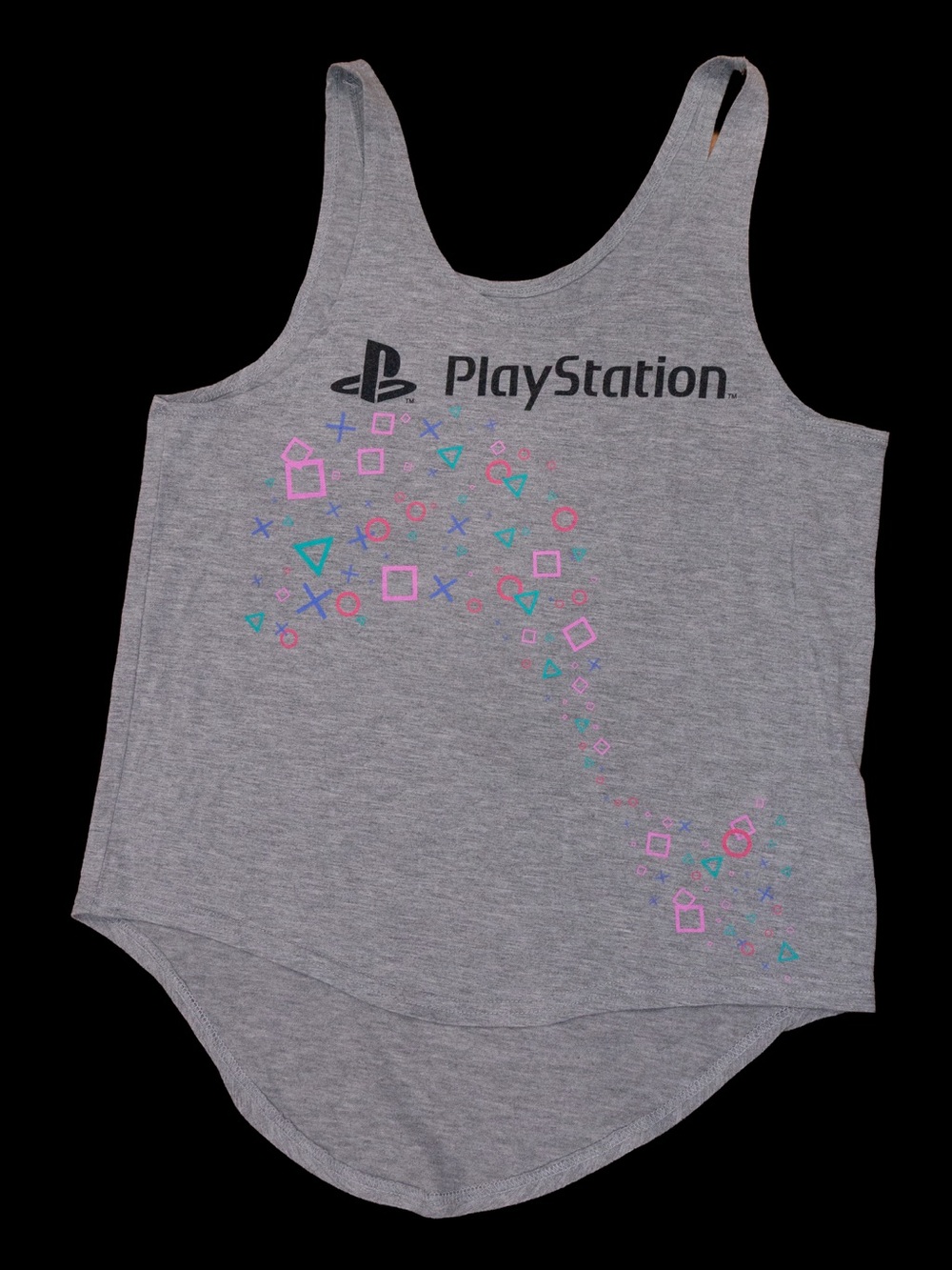 Sony PlayStation Gray Tank Top with Pink Teal Accents